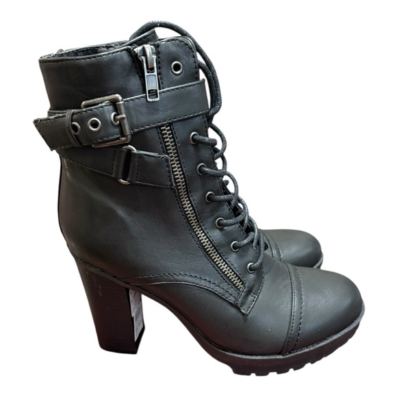 Jameson Black Combat Moto Boots with Rugged Sole and Lace-Up Design size 7 - Picture 4 of 7